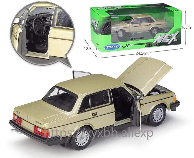 Diecast 1:24 Scale Car Classic VOLVO 240 GL High Simulation Model Car Alloy Metal Toy Car For Chlidren Gift Collection