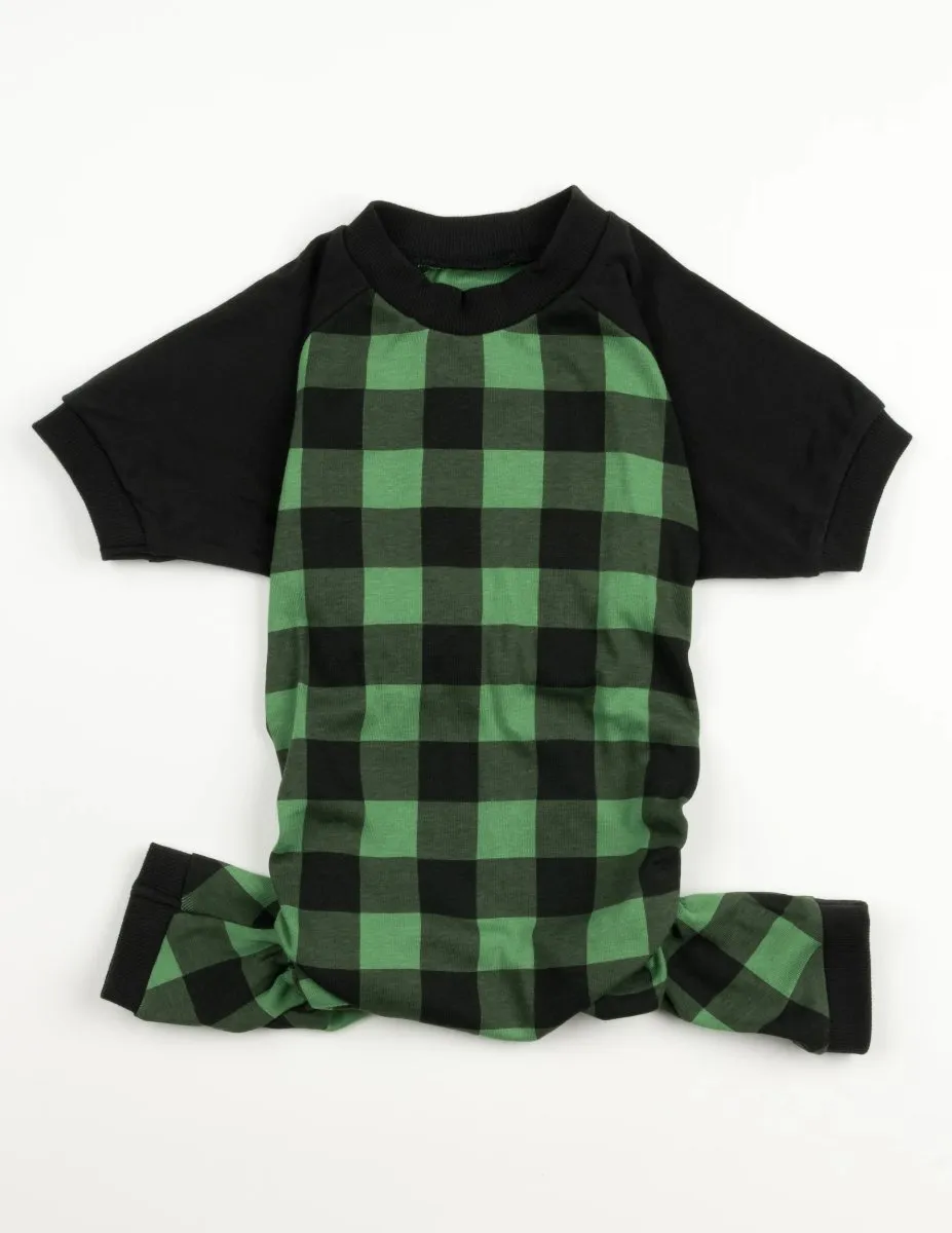 Dog Black & Green Plaid Cotton Pajamas