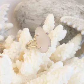 Dramatic Blush Pink Sea Glass Ring in Sterling Silver Size 8 | #7005