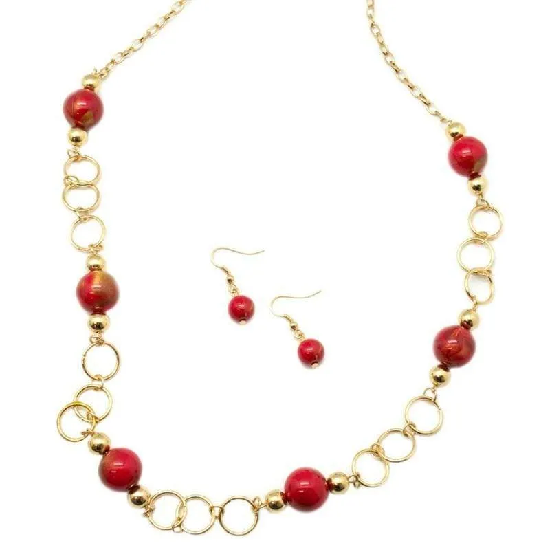 Dressed to Impress Gold and Red Necklace