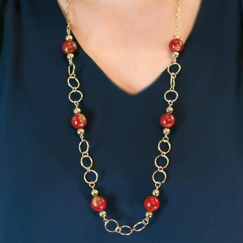 Dressed to Impress Gold and Red Necklace