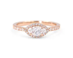 East-West Marquise Diamond Halo Ring