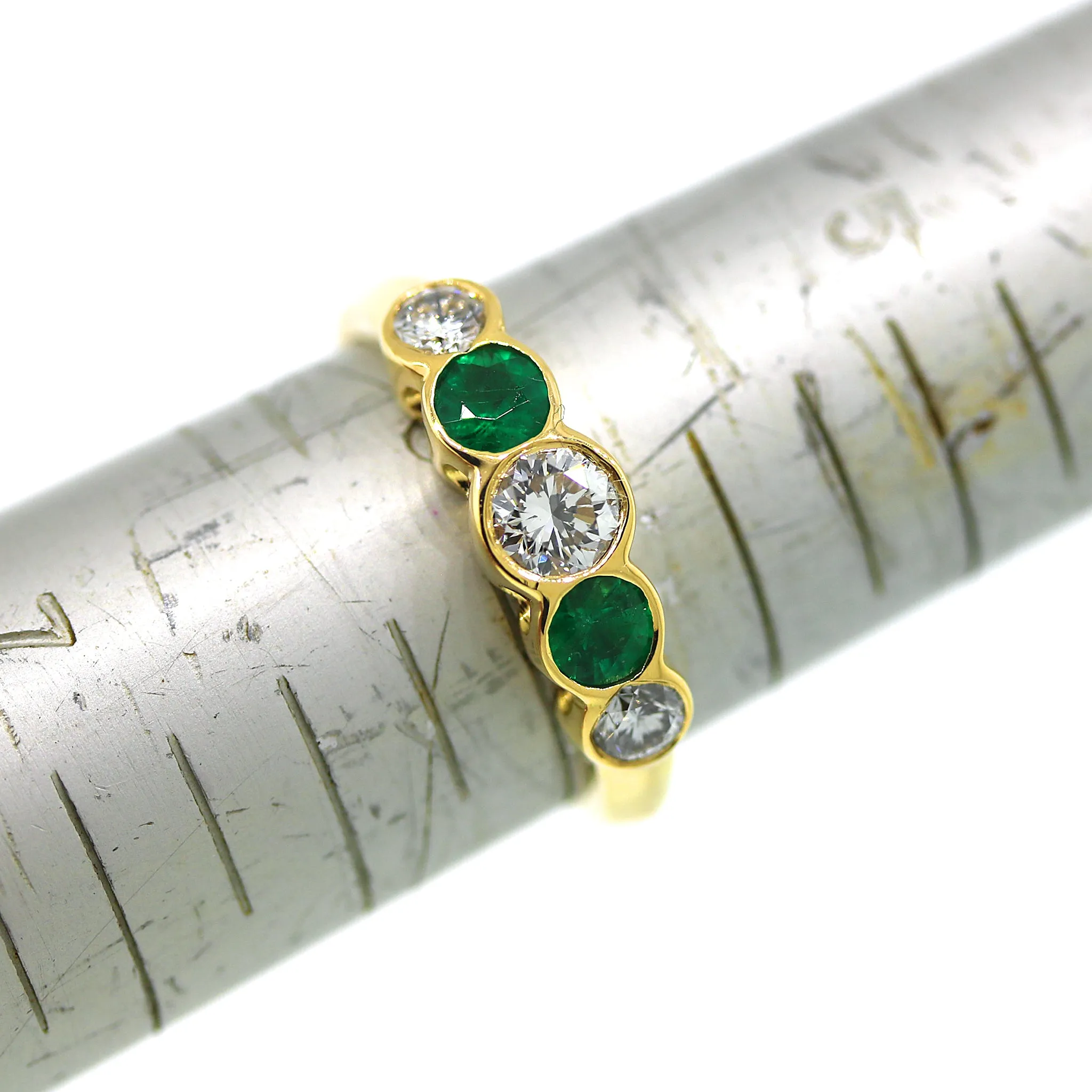 Emerald and Diamond Classic 5 Stone Ring