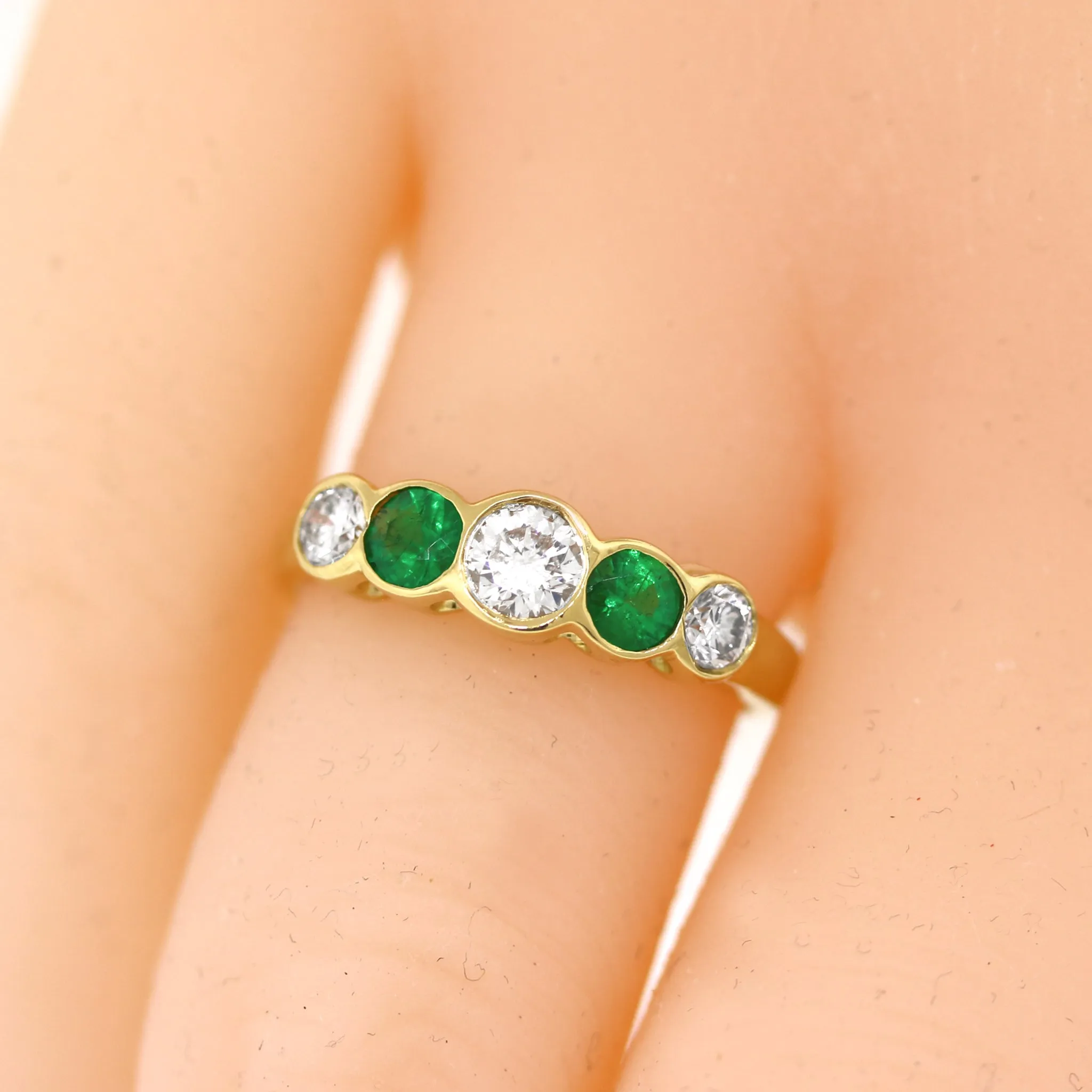 Emerald and Diamond Classic 5 Stone Ring