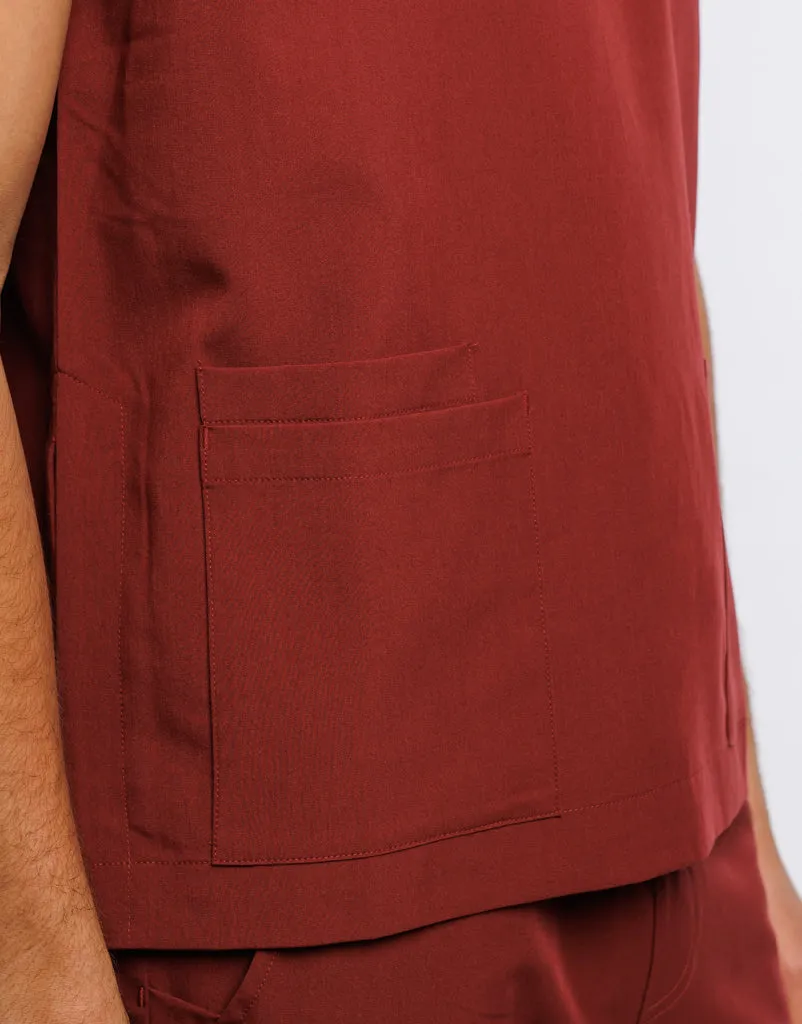 Essential Crewneck Scrub Top - Bordeaux Red