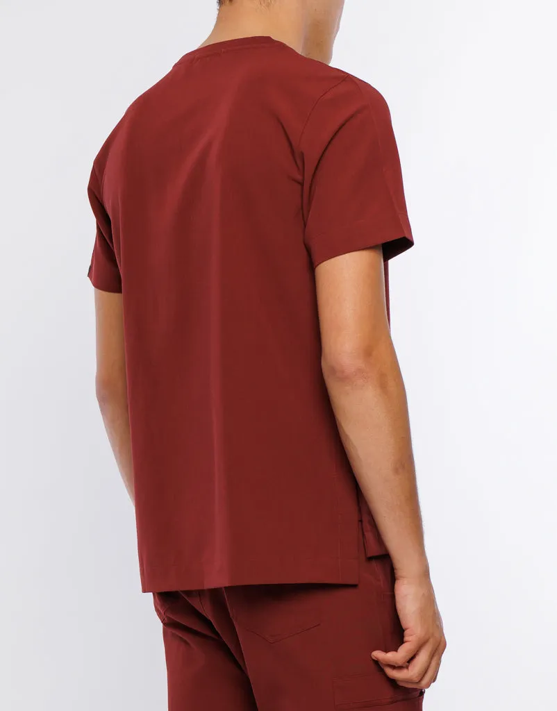 Essential Crewneck Scrub Top - Bordeaux Red