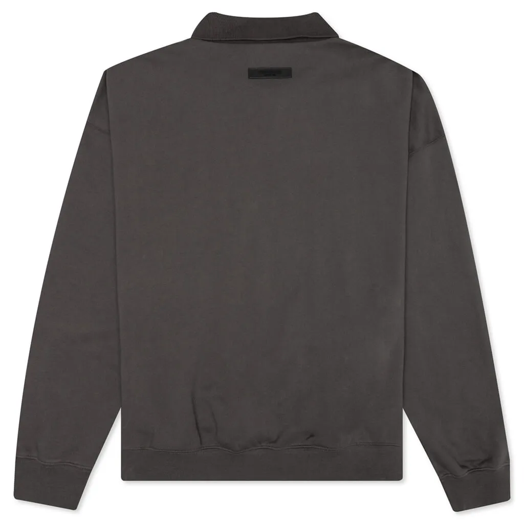 Essentials L/S Polo - Off-Black