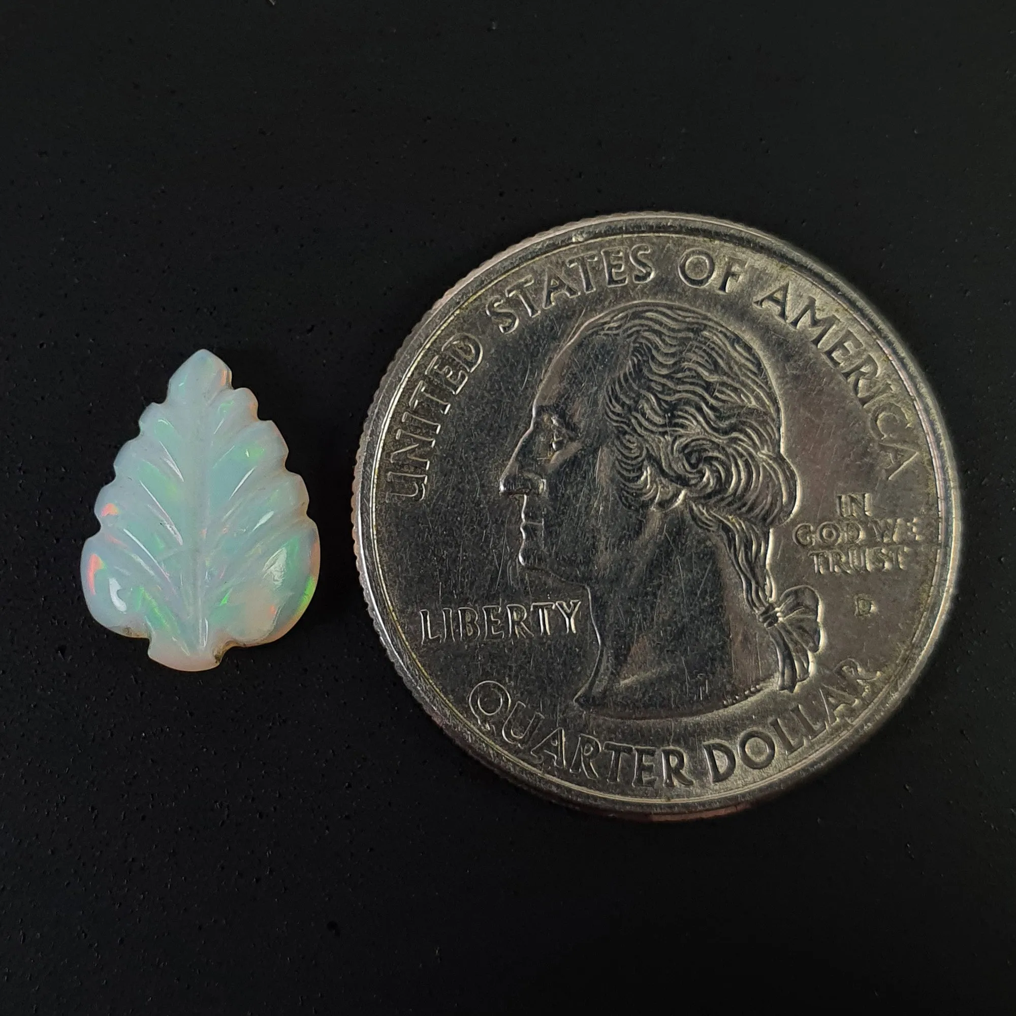 ETHIOPIAN OPAL Gemstone Carving : 2.00cts Natural Untreated White Opal Hand Carved Leaf 12.5*9.5mm