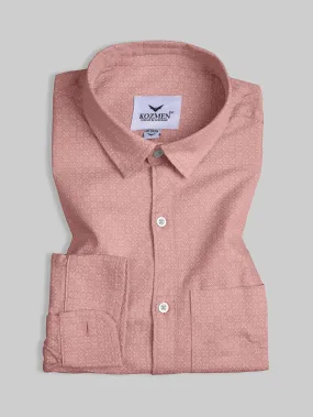 Flamingo Pink with White Micro Dot Print Cotton Shirt