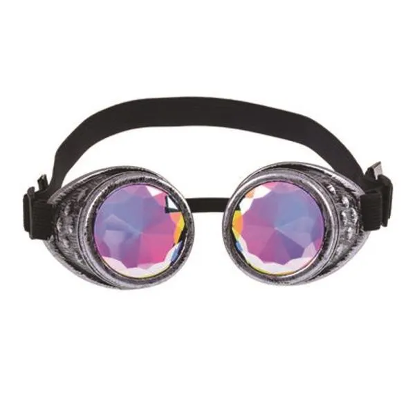 Flashez Silver Kaleidoscope Steampunk Goggles