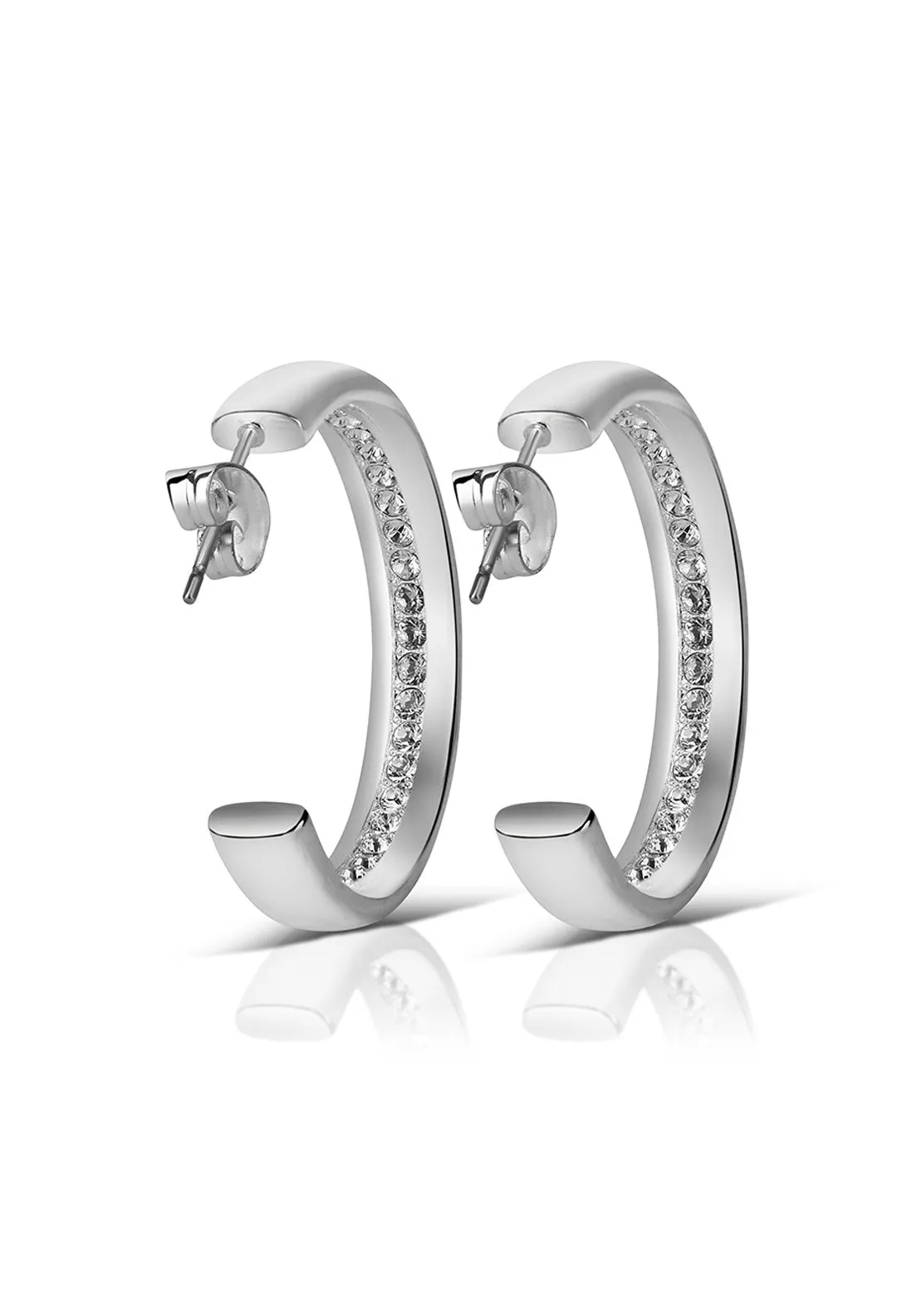 Forever Young Hoops Inner Clear Stone - Silver