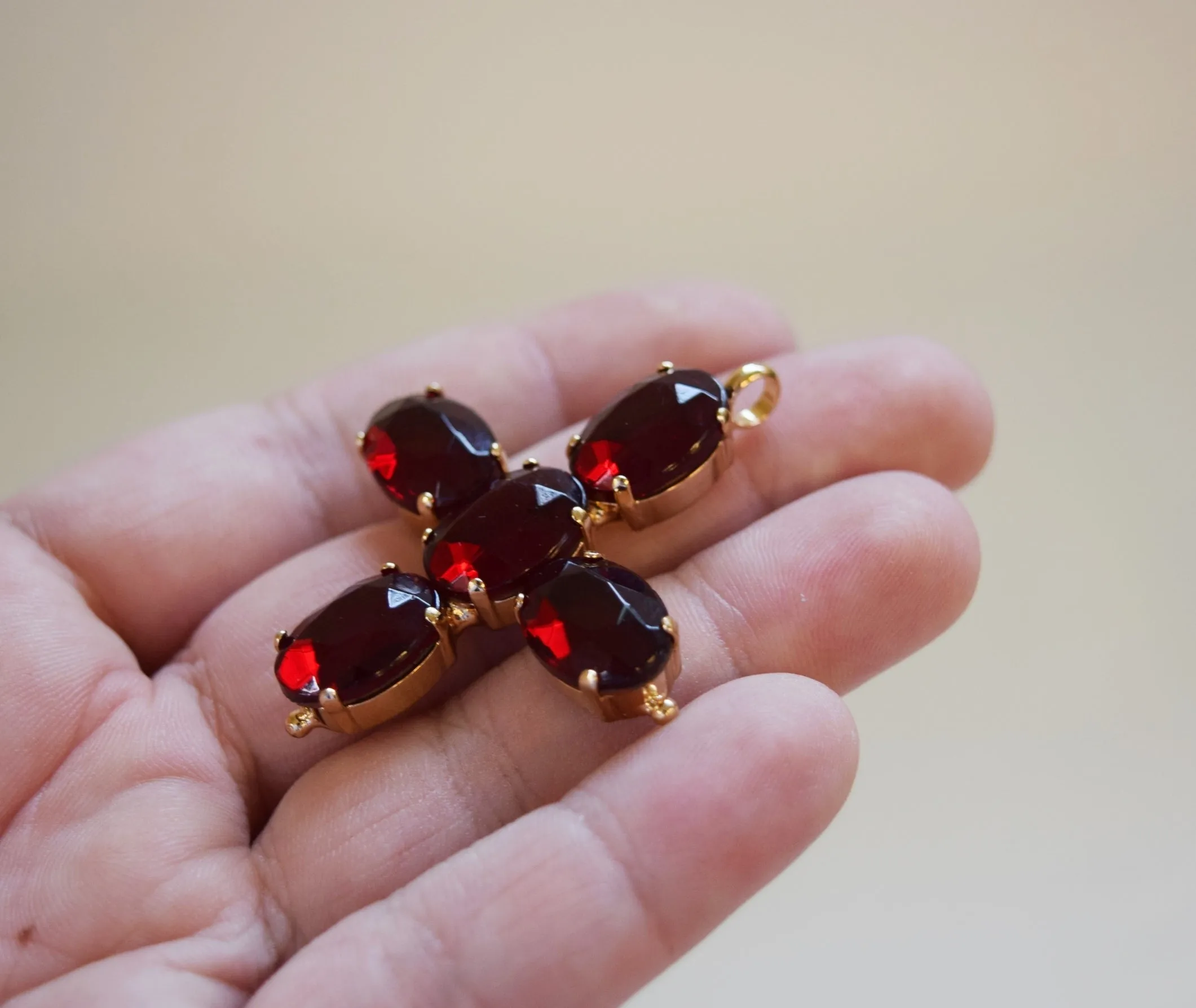 Garnet Crystal Large Cross Pendant