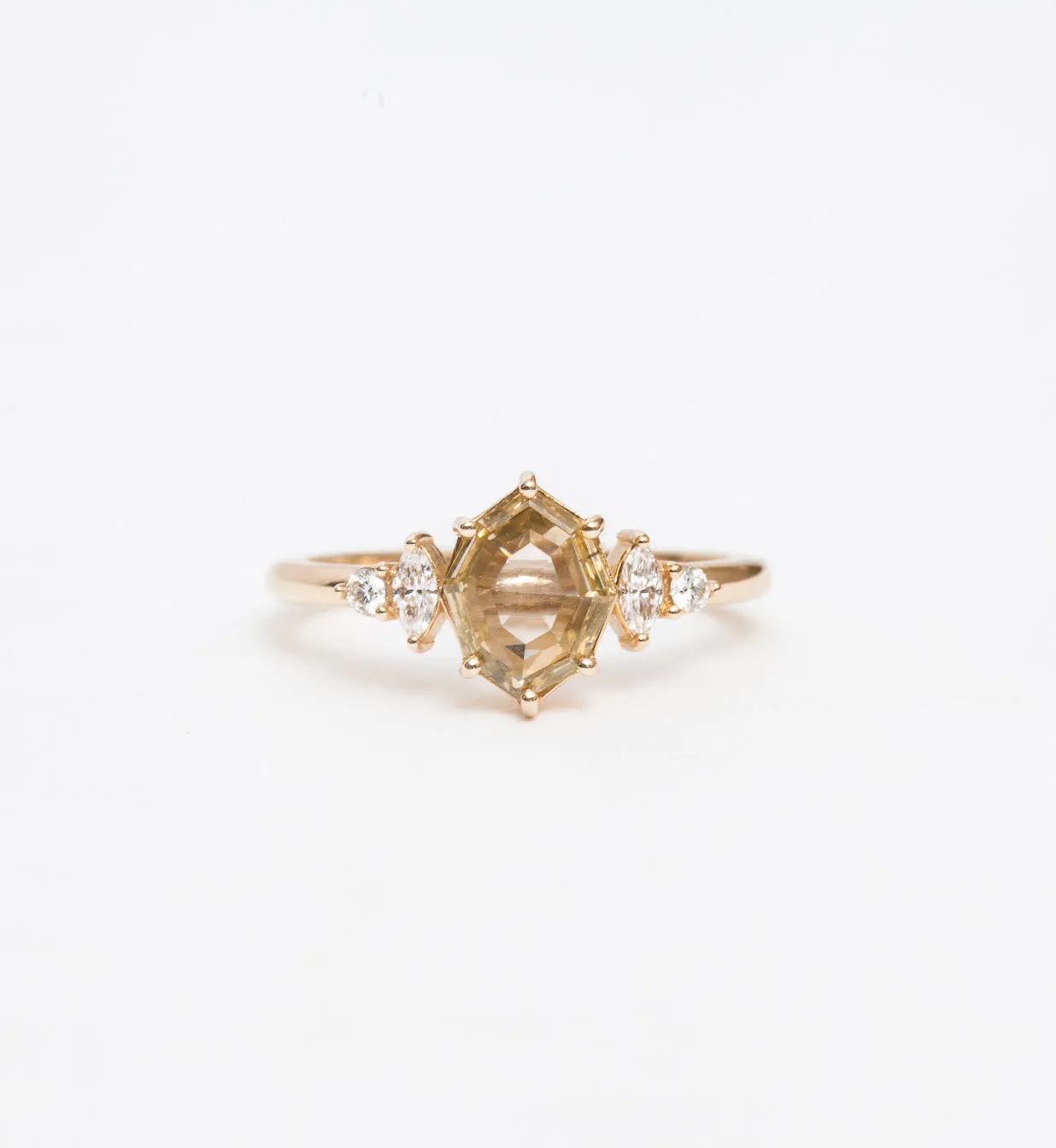 Geometric Champagne Diamond Desi Ring