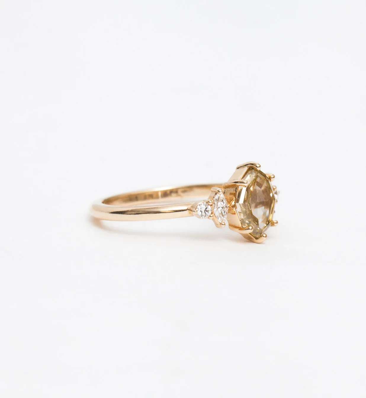 Geometric Champagne Diamond Desi Ring