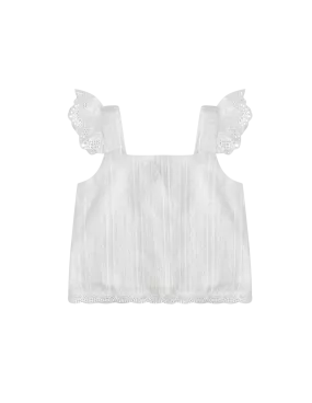 Giselle Winged Cotton Top - White