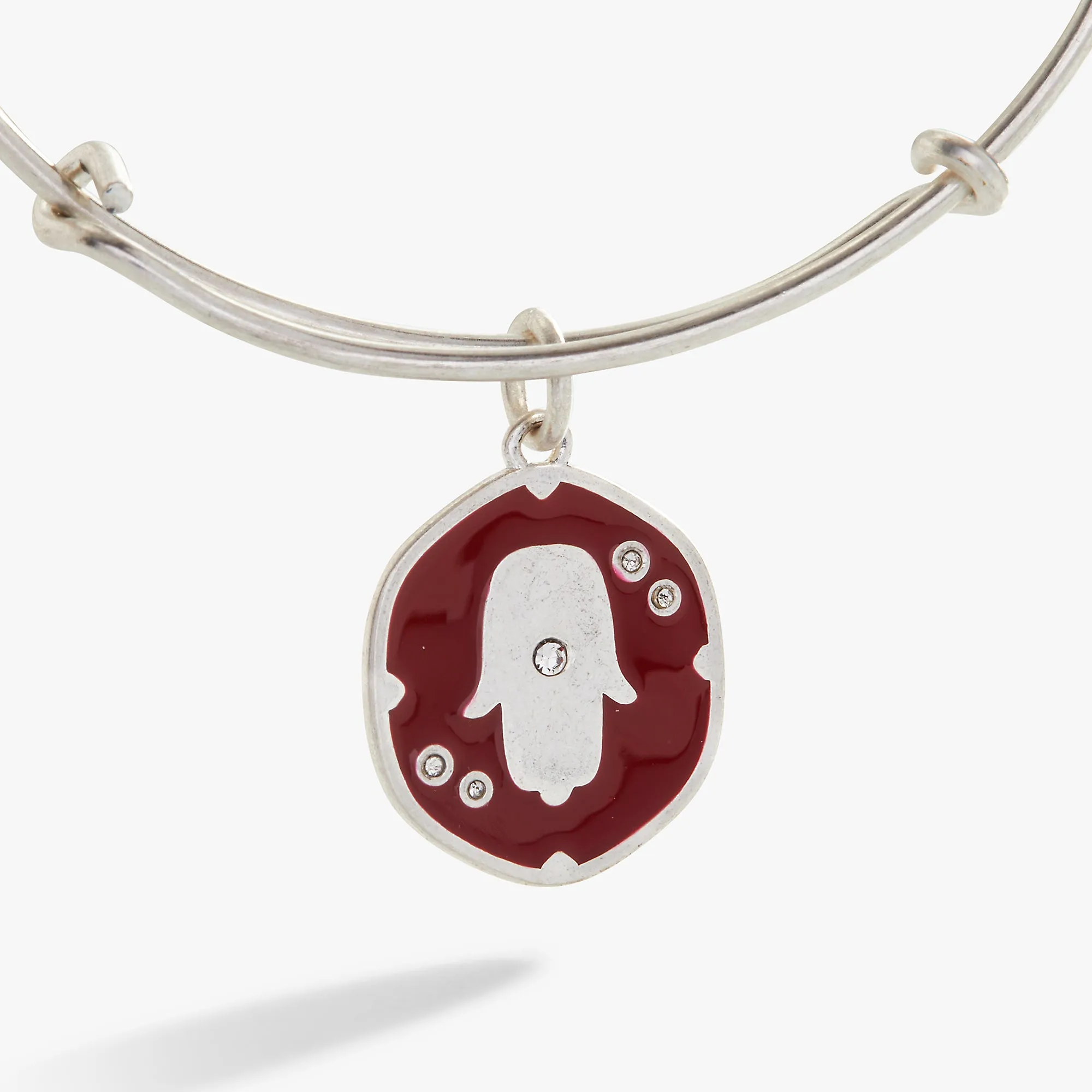 Glass Crystal Hamsa Charm Bangle