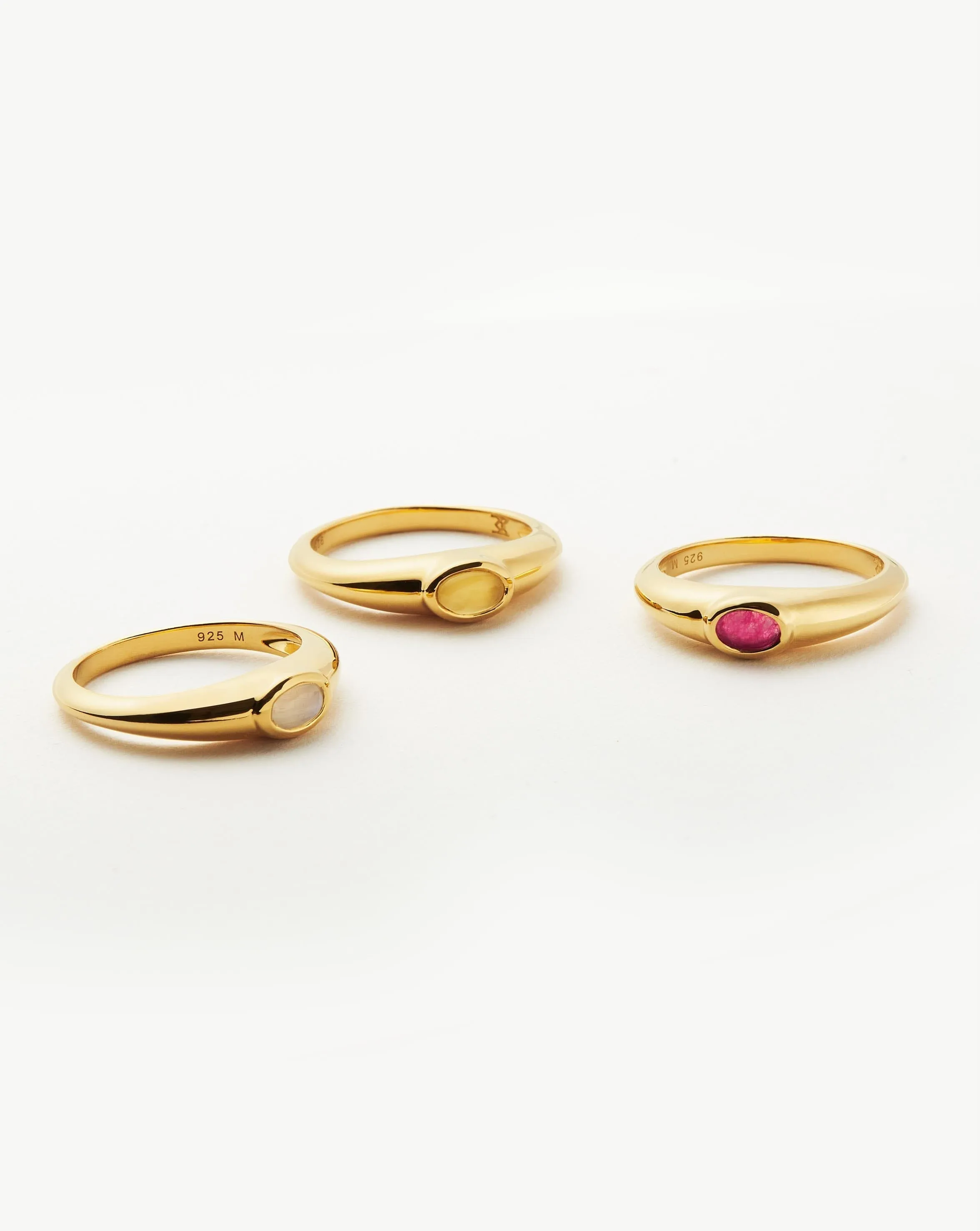 Good Vibes Gemstone Stacking Ring | 18ct Gold Plated Vermeil/Pink Quartz