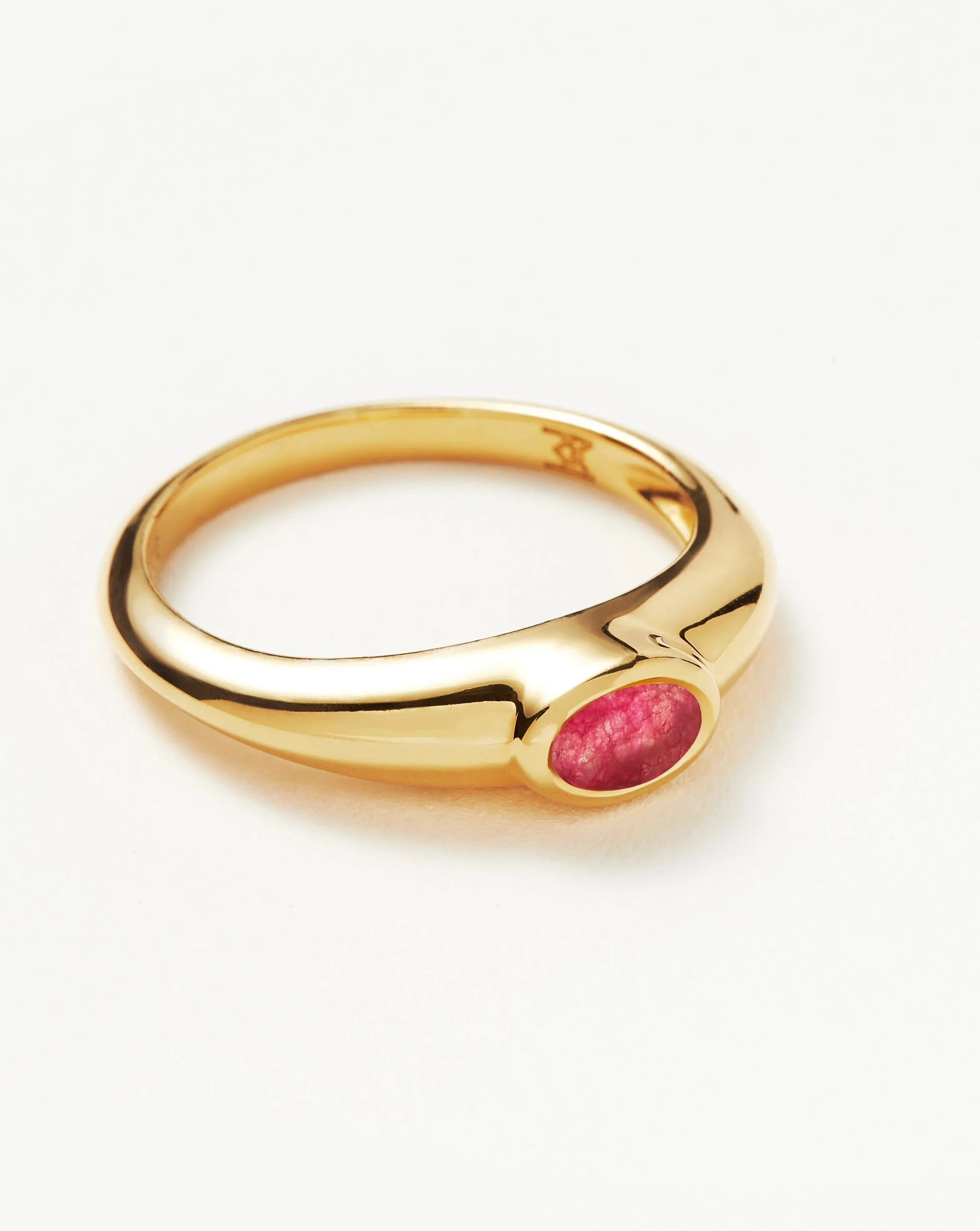 Good Vibes Gemstone Stacking Ring | 18ct Gold Plated Vermeil/Pink Quartz