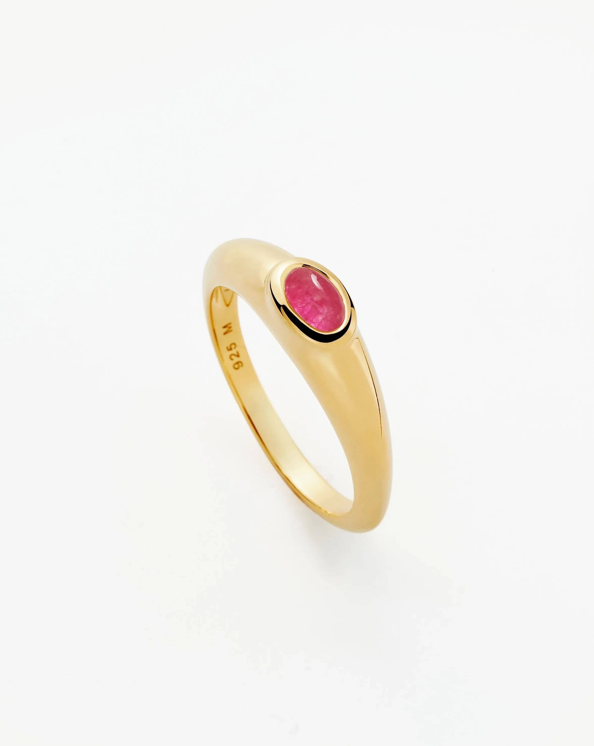 Good Vibes Gemstone Stacking Ring | 18ct Gold Plated Vermeil/Pink Quartz