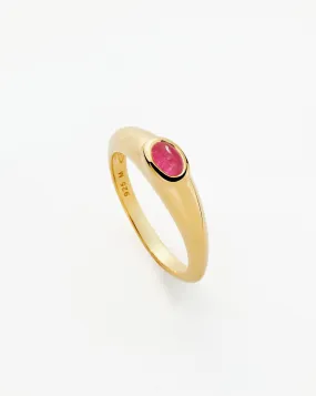 Good Vibes Gemstone Stacking Ring | 18ct Gold Plated Vermeil/Pink Quartz