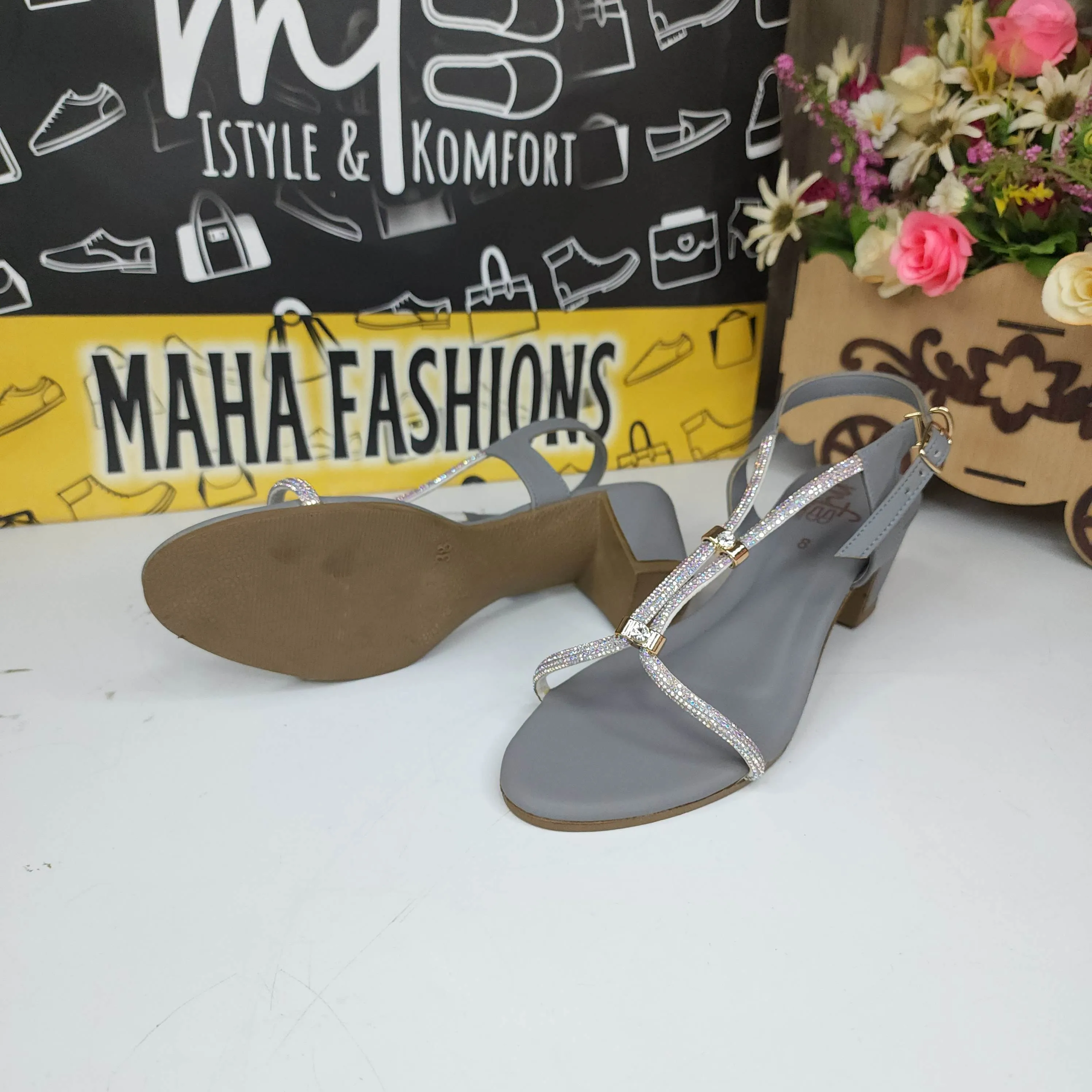 Grey Studs Sandals