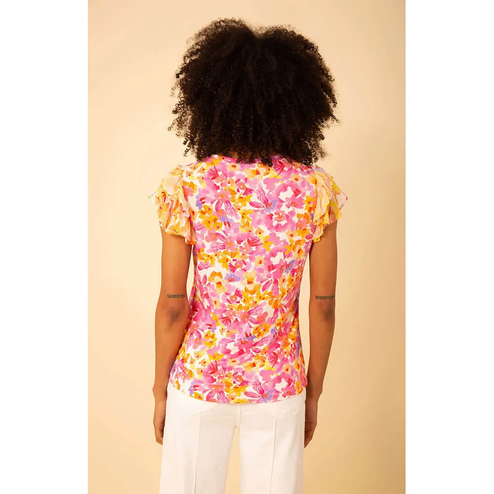 Hale Bob Kali Short Sleeve Jersey Top - Pink