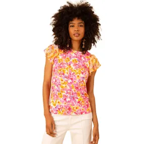 Hale Bob Kali Short Sleeve Jersey Top - Pink