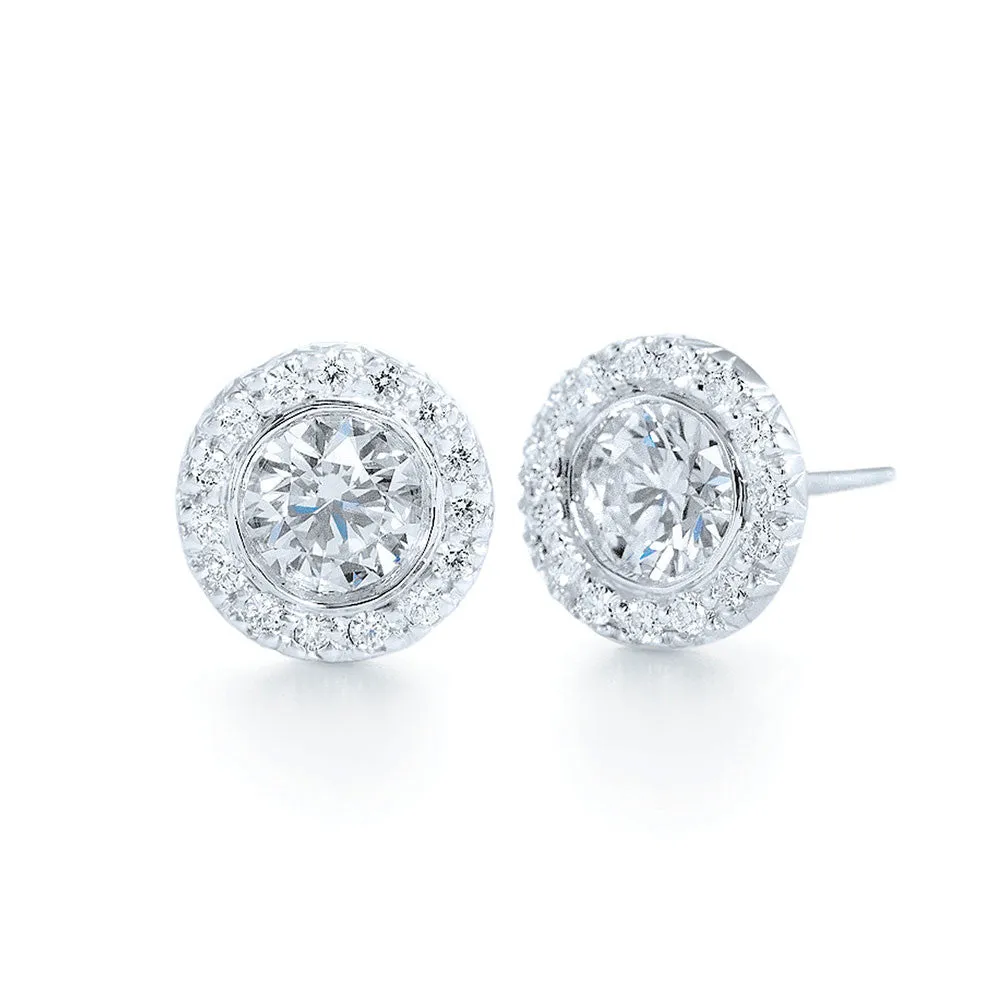 Halo Diamond Stud Earrings