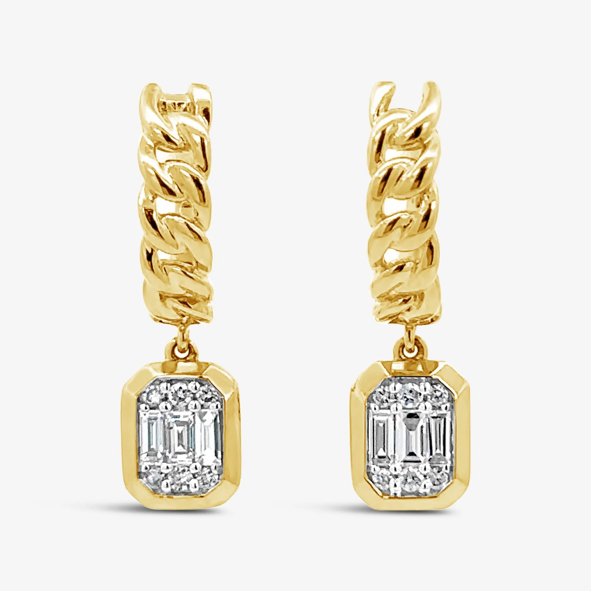 Havana Link Diamond Dangle Hoop Earrings