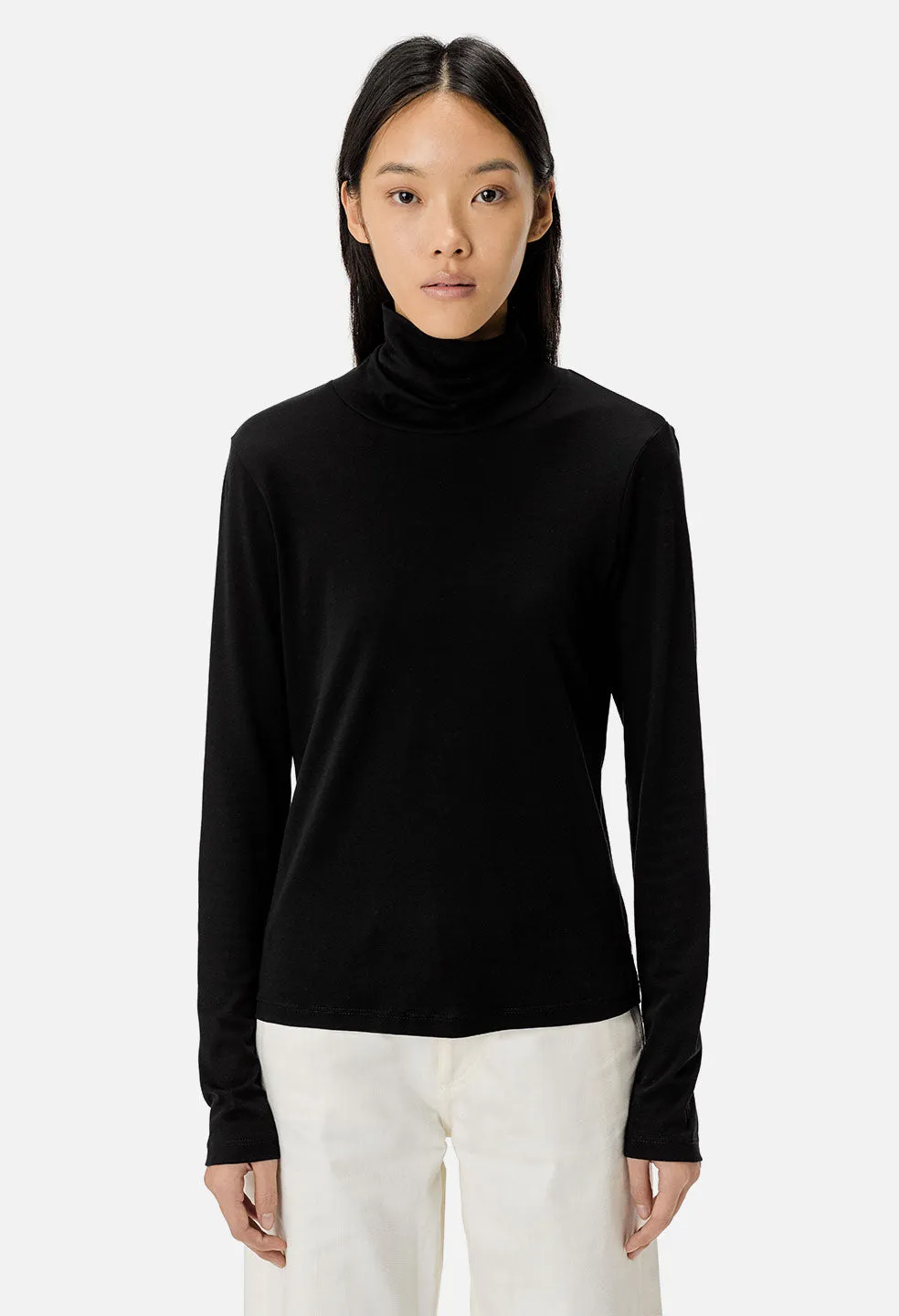 High Twist Cotton Turtleneck / Black