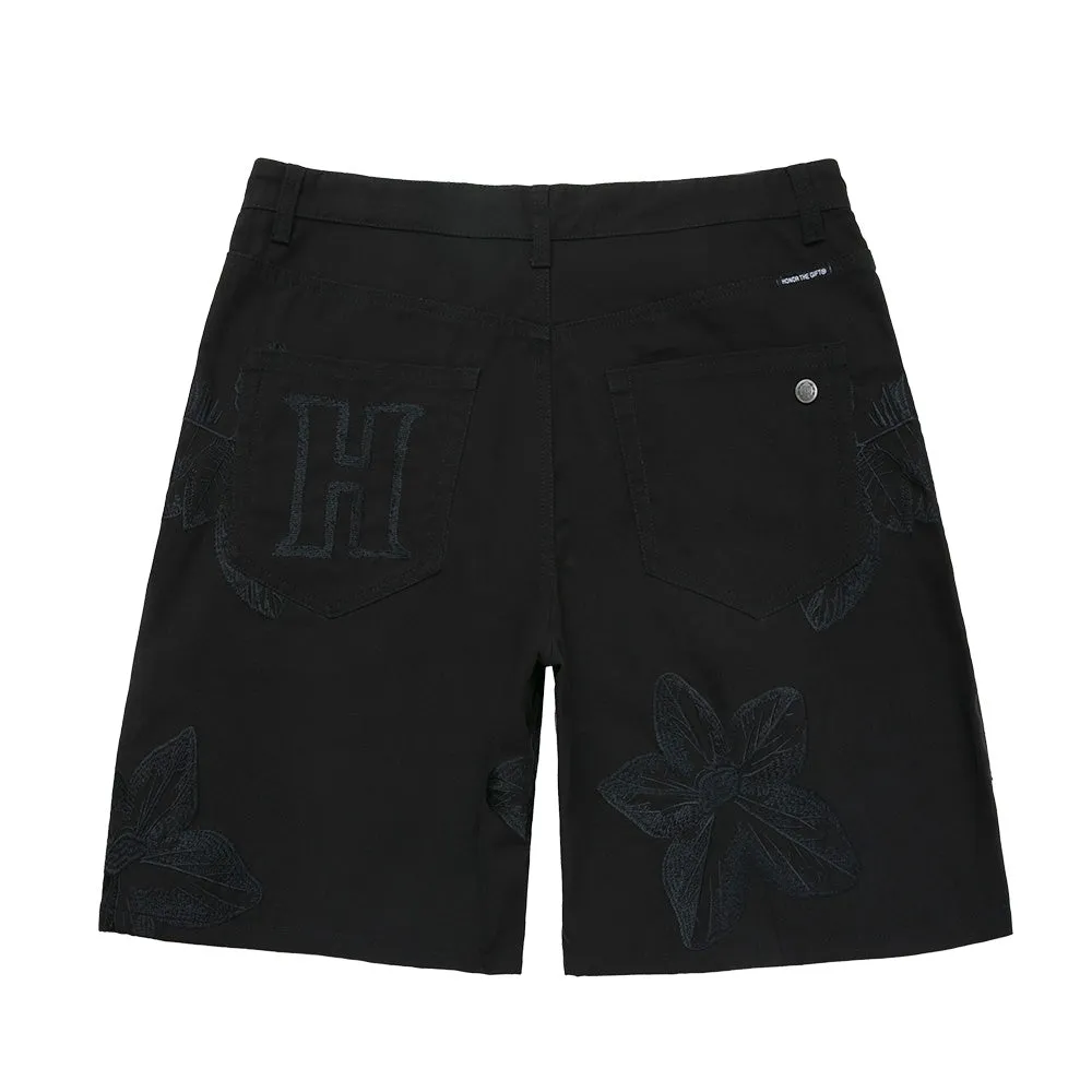 Honor The Gift Flower Canvas Short - Black