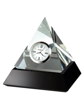 Howard Miller Summit Pyramidal Crystal Desk Clock - Black Glass Base