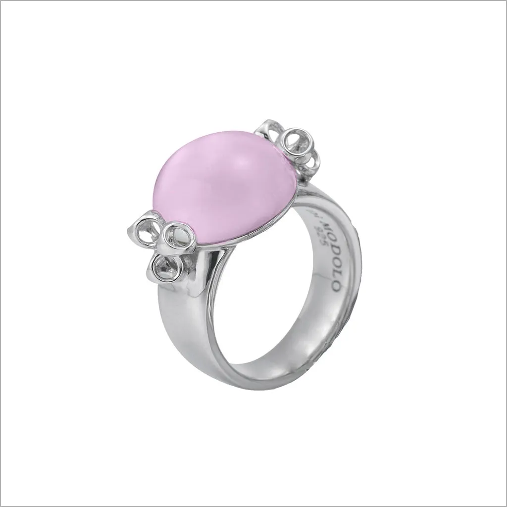 Icona Pink Quartz Bubble Ring in Sterling Silver