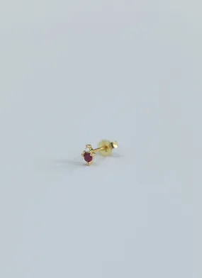 Jane diamond ruby single earstud 14k gold