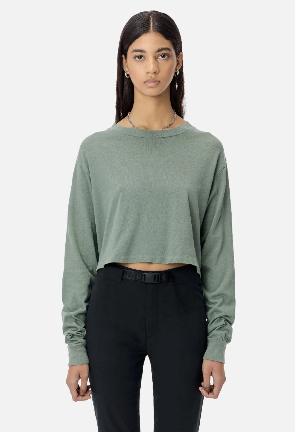 Jersey LS Cropped Tee / Palm