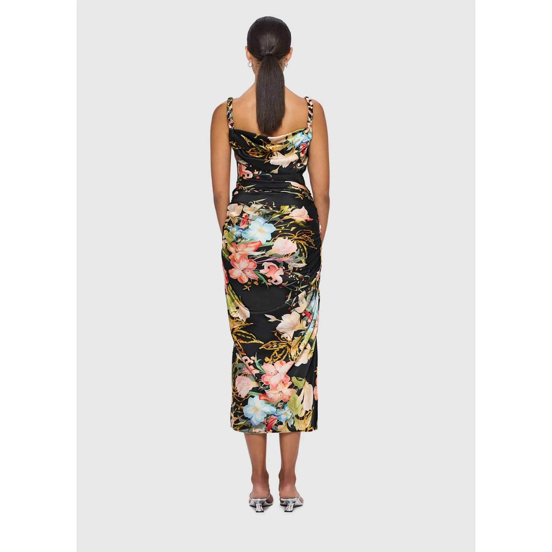 Leo Lin Rachel Cowl Neck Slip Dress - Opulent Print in Mystic