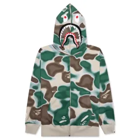 Liquid Camo Shark Relaxed Fit Full Zip Hoodie - Olive Drab