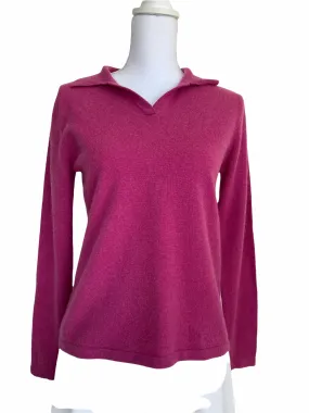 L.L. Bean Pink Cashmere Polo Sweater, XS