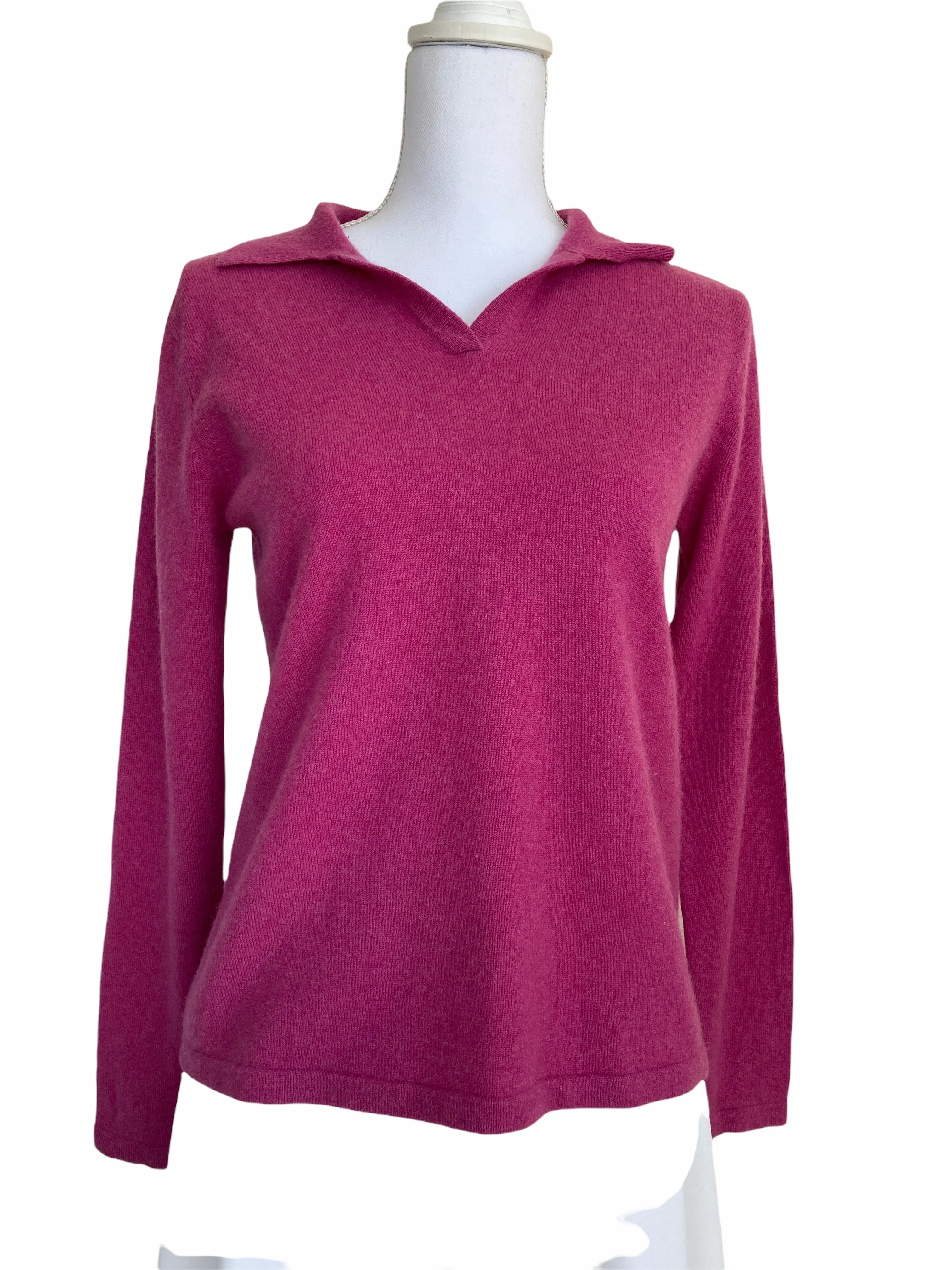 L.L. Bean Pink Cashmere Polo Sweater, XS