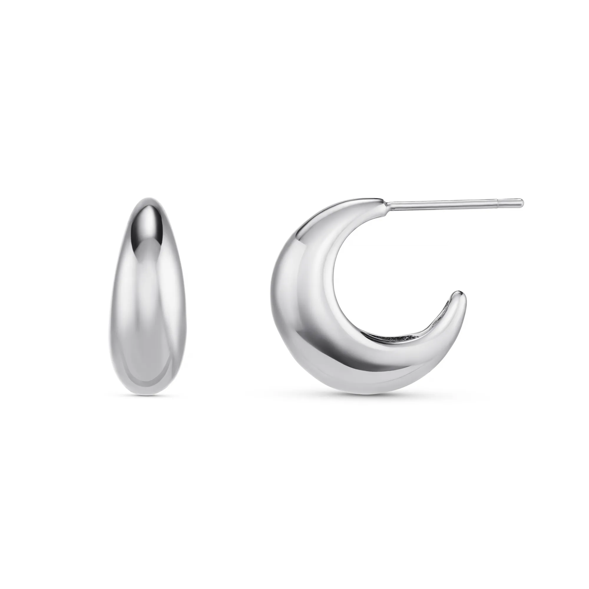 LUXE Tapered Dome Hoop Earrings - Silver