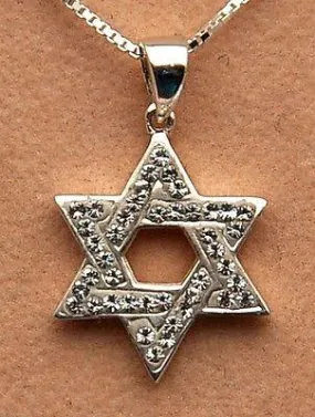 Magen David Star Of David Pendant With Crystal Gemstone Sterling Silver 925