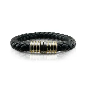 Magnet Leather Bracelet with Oxidized Silver and Gold Spiral Clasp