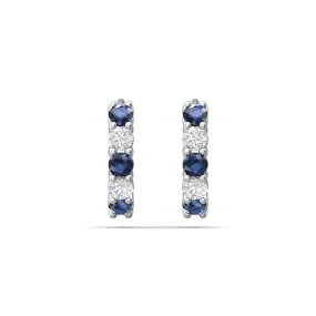 Martin Flyer 14k Diamond & Sapphire Huggie Hoop Earrings