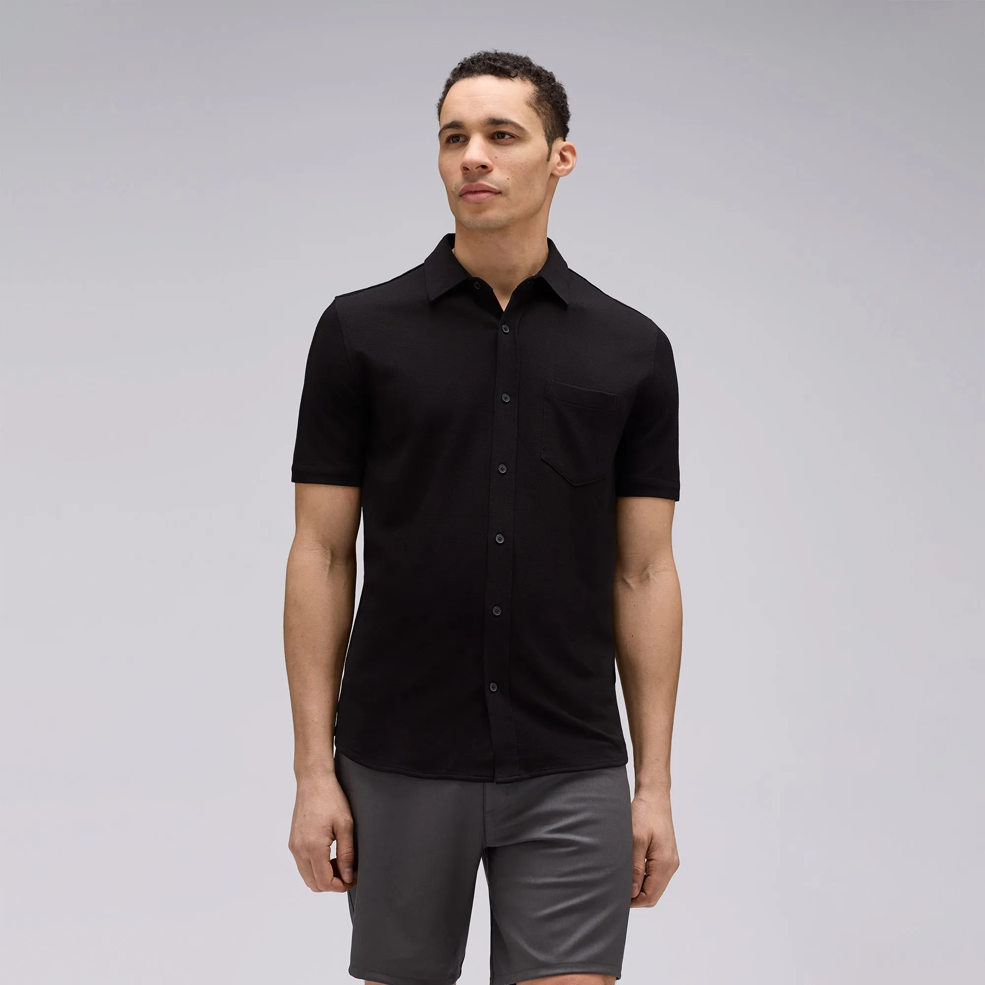 Men's Short Sleeve Merino Button-Up