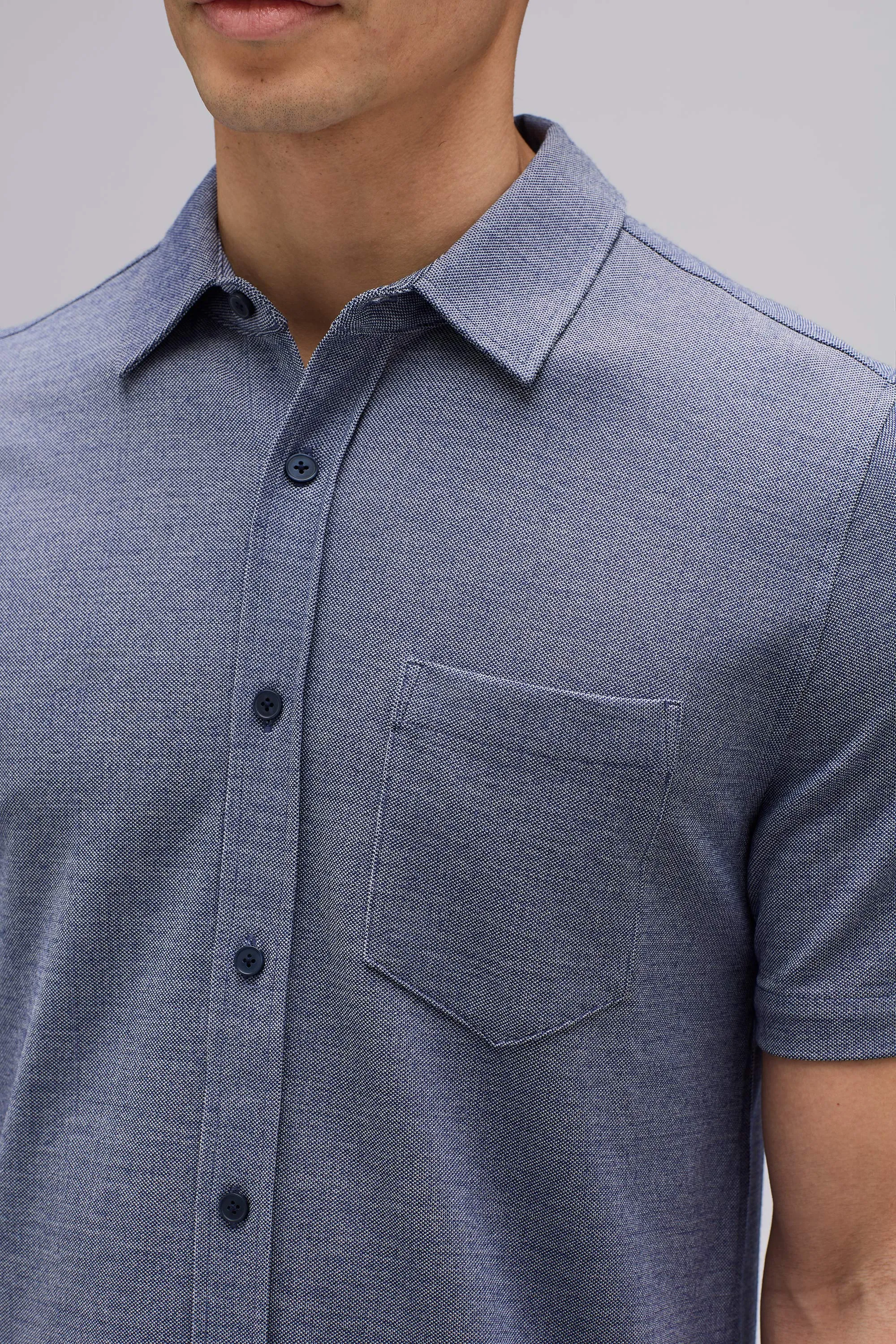 Men's Short Sleeve Merino Button-Up