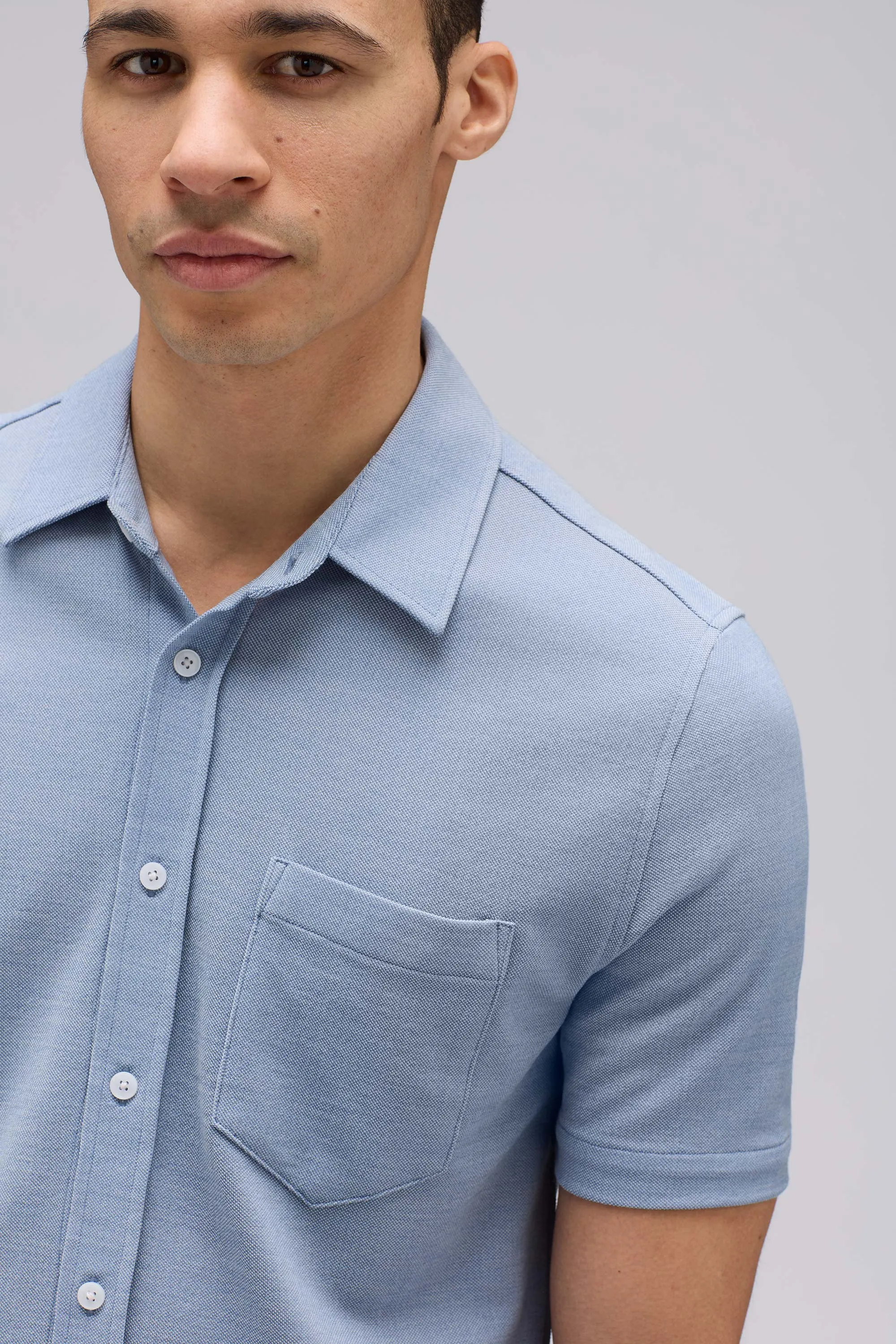 Men's Short Sleeve Merino Button-Up