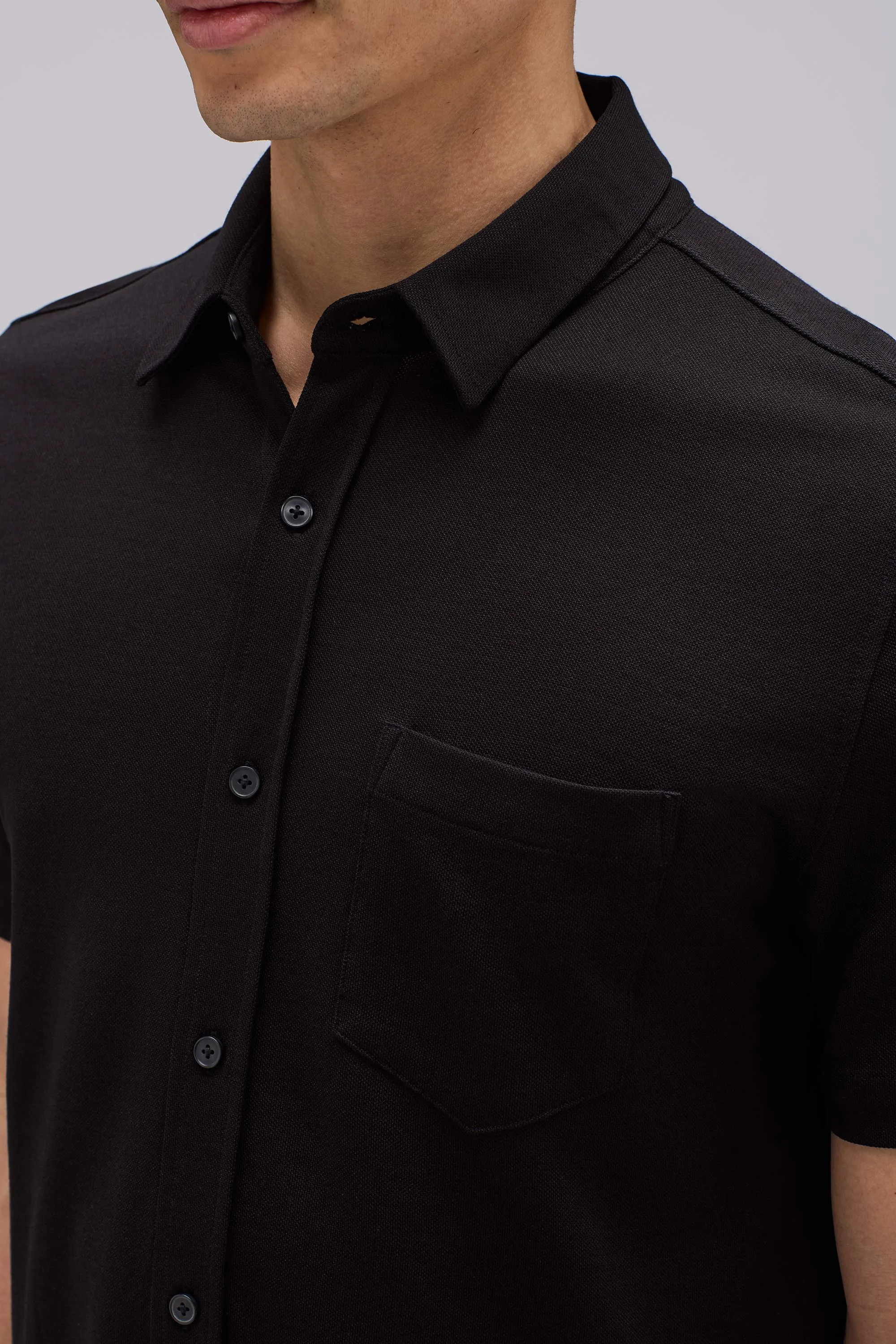 Men's Short Sleeve Merino Button-Up