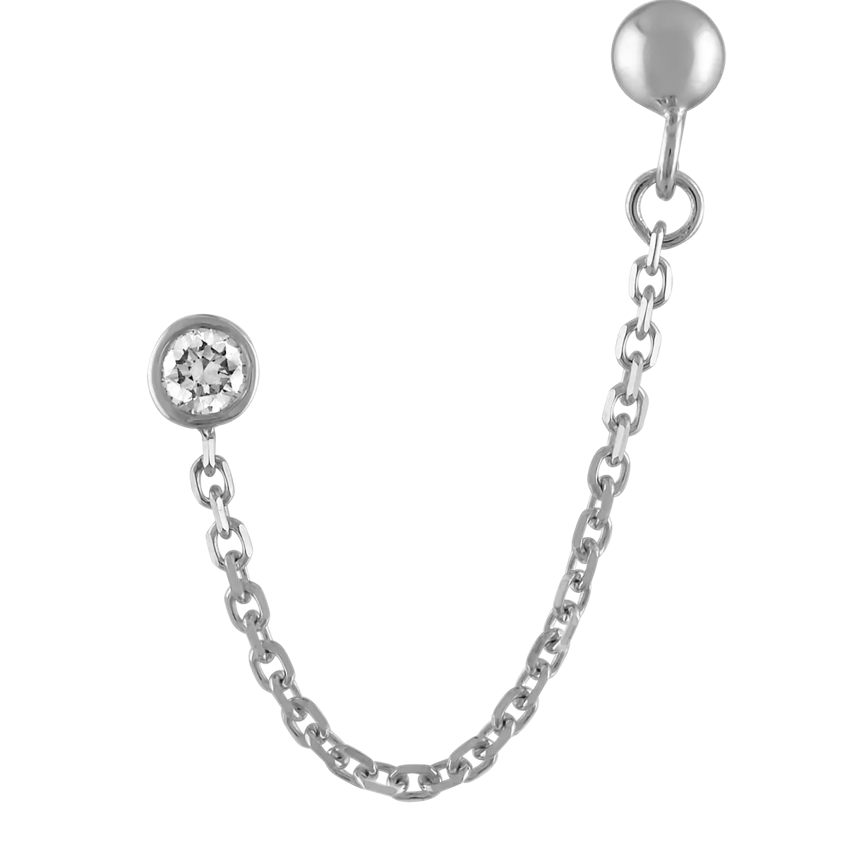 Mini Diamond & Ball Chain Earring