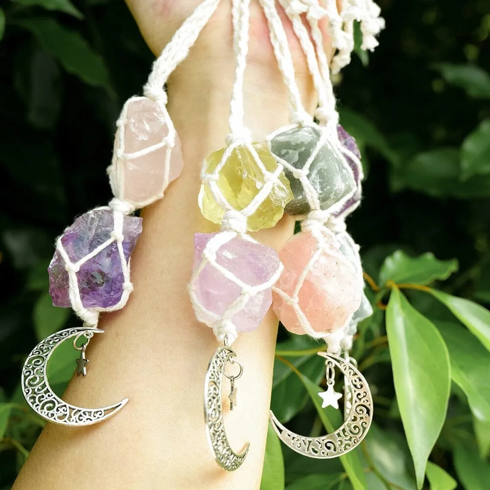 Natural Raw Stones Crystal Chakra Wall Hanging Decor