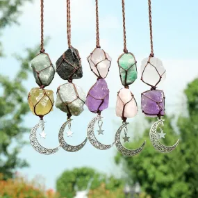 Natural Raw Stones Crystal Chakra Wall Hanging Decor